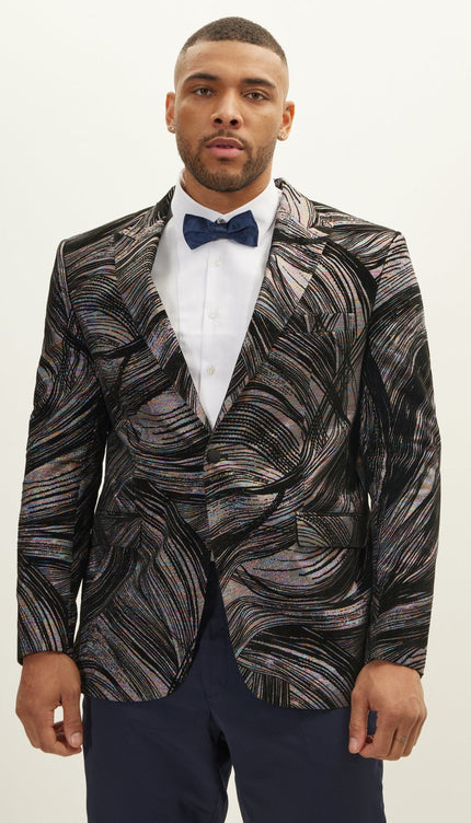 Cascading Peak Lapel Tuxedo Jacket - Rainbow