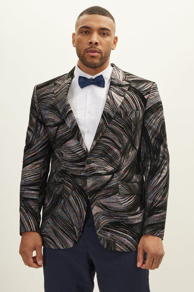 Men's Floral Peak Lapel Tuxedo Jacket - Rainbow | Ron Tomson