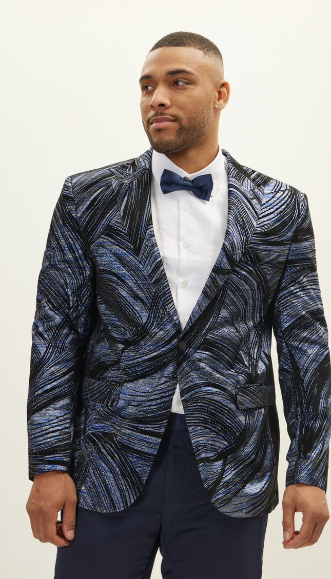Cascading Peak Lapel Jacket - Turquoise