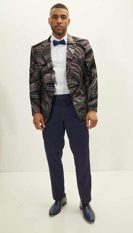 Cascading Peak Lapel Tuxedo Jacket - Rainbow