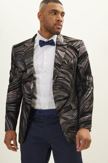 Men's Floral Peak Lapel Tuxedo Jacket - Rainbow | Ron Tomson
