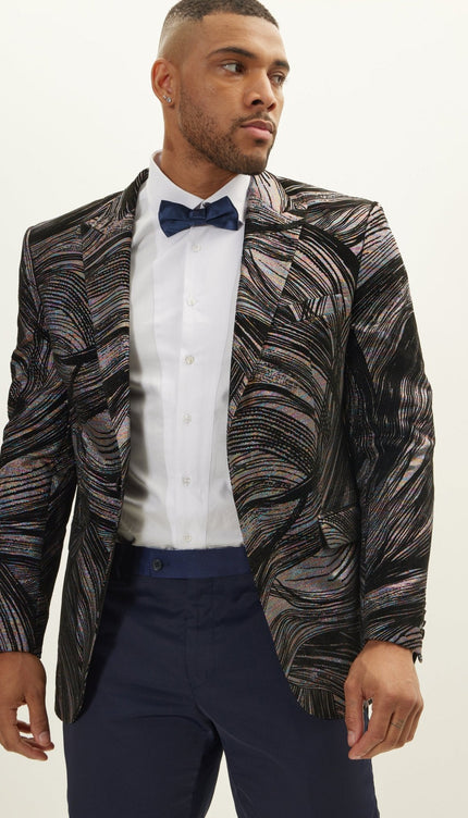 Cascading Peak Lapel Tuxedo Jacket - Rainbow