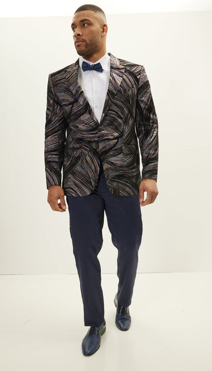 Cascading Peak Lapel Tuxedo Jacket - Rainbow