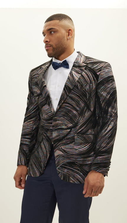 Cascading Peak Lapel Tuxedo Jacket - Rainbow