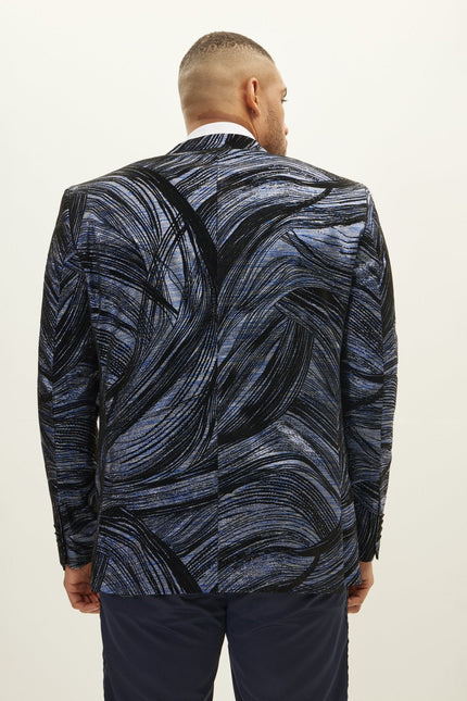 Men's Floral Peak Lapel Tuxedo Jacket - Turquoise | Ron Tomson
