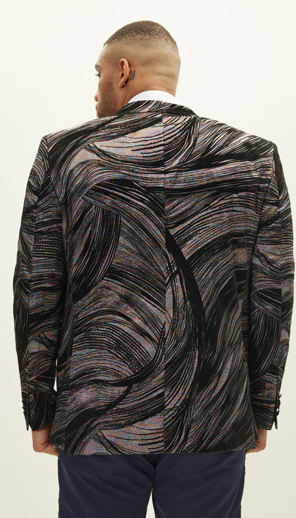 Cascading Peak Lapel Tuxedo Jacket - Rainbow