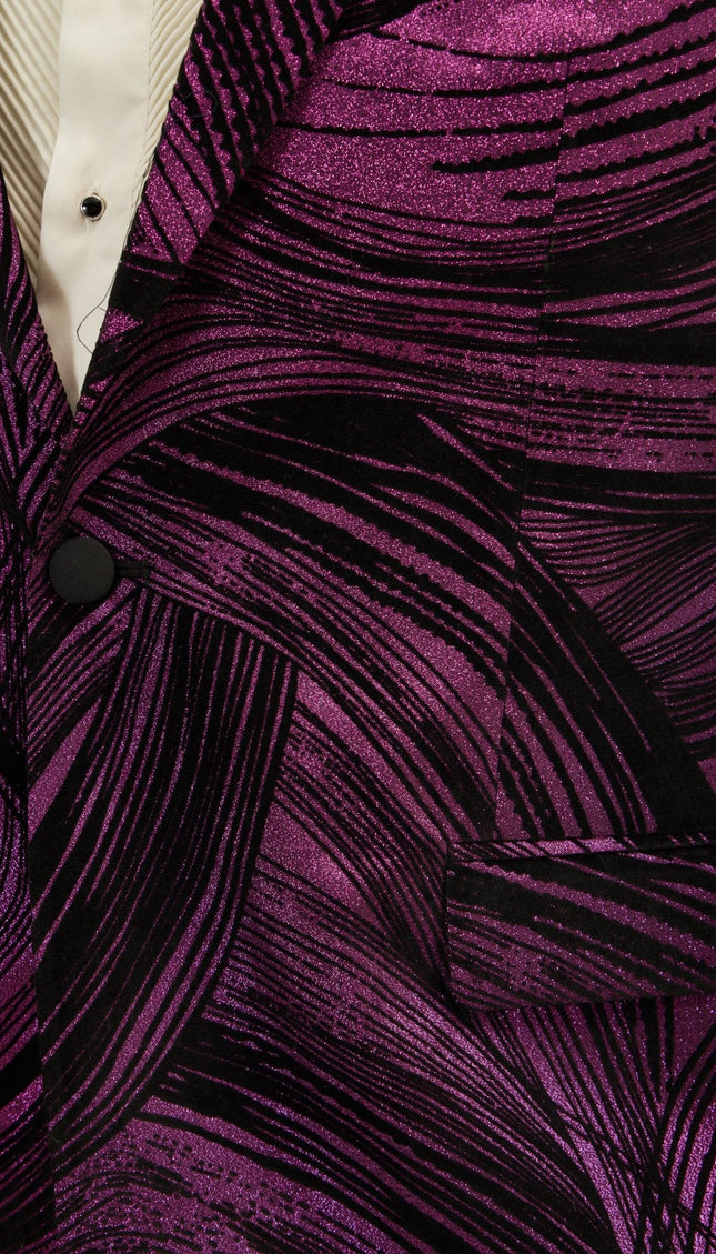 Cascading Peak Lapel Tuxedo Jacket - Pink