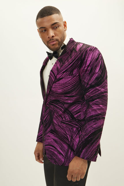 Men's Floral Peak Lapel Tuxedo Jacket - Pink | Ron Tomson