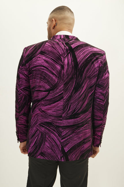 Men's Floral Peak Lapel Tuxedo Jacket - Pink | Ron Tomson