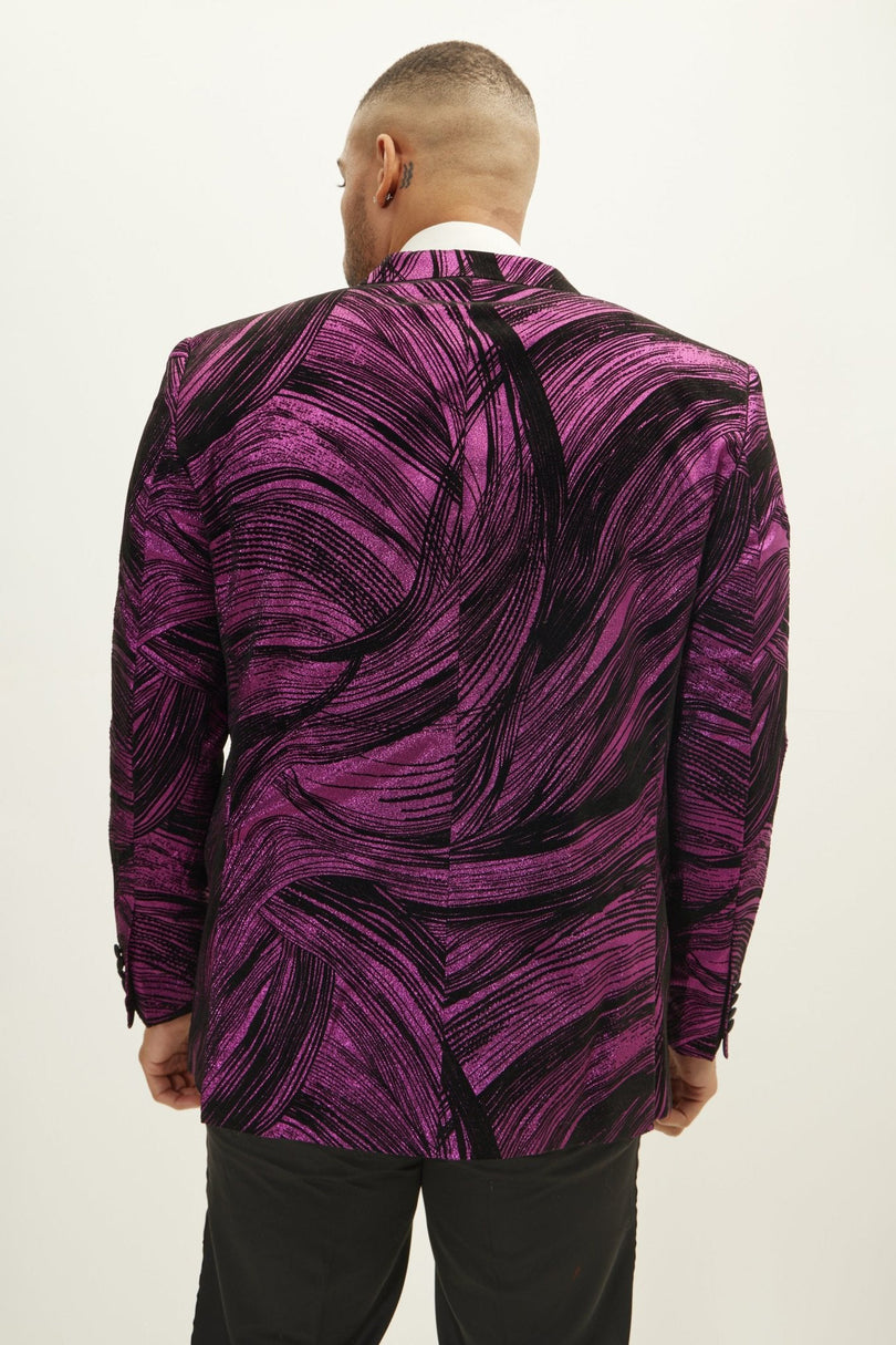 Men's Floral Peak Lapel Tuxedo Jacket - Pink | Ron Tomson
