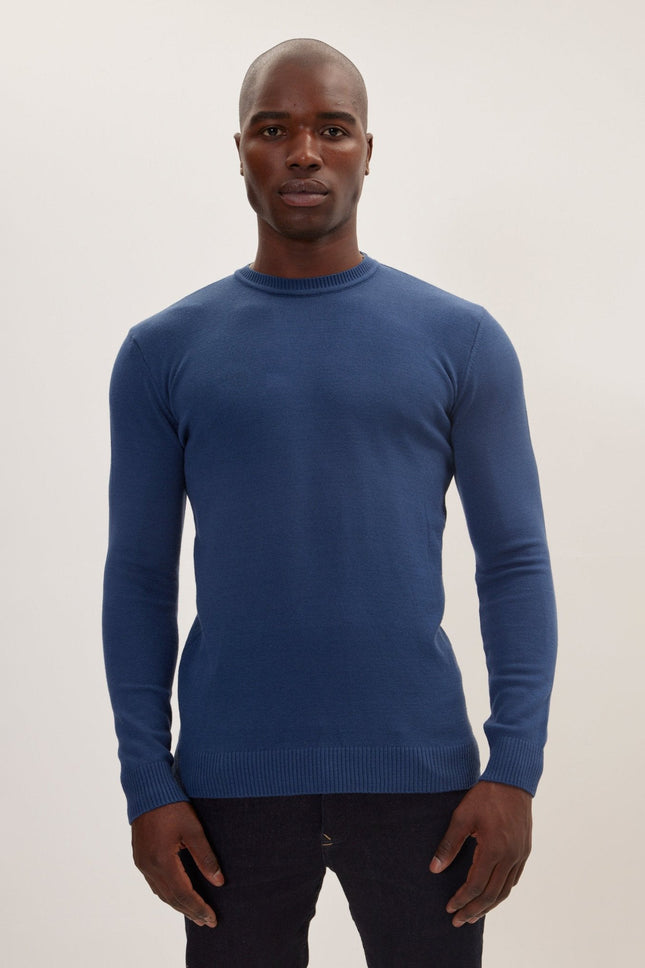 Men's Viscose Crew-Neck Sweater - Indigo | Ron Tomson