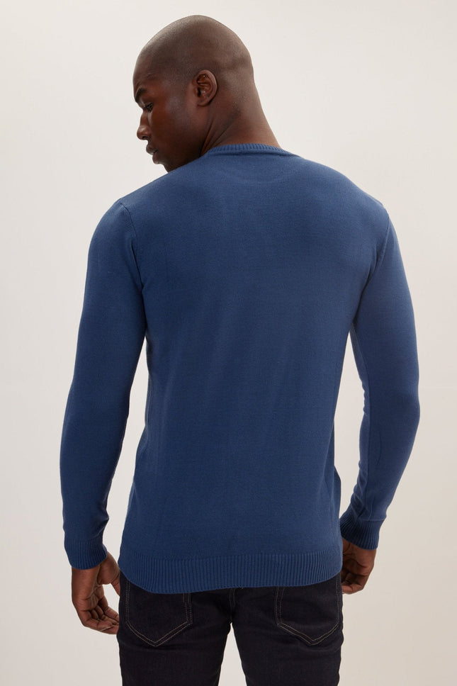 Men's Viscose Crew-Neck Sweater - Indigo | Ron Tomson