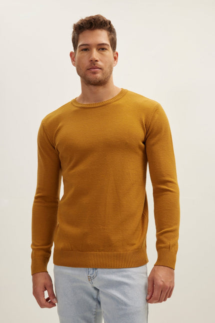 Men's Crew-Neck Sweater - Mustard | Ron Tomson