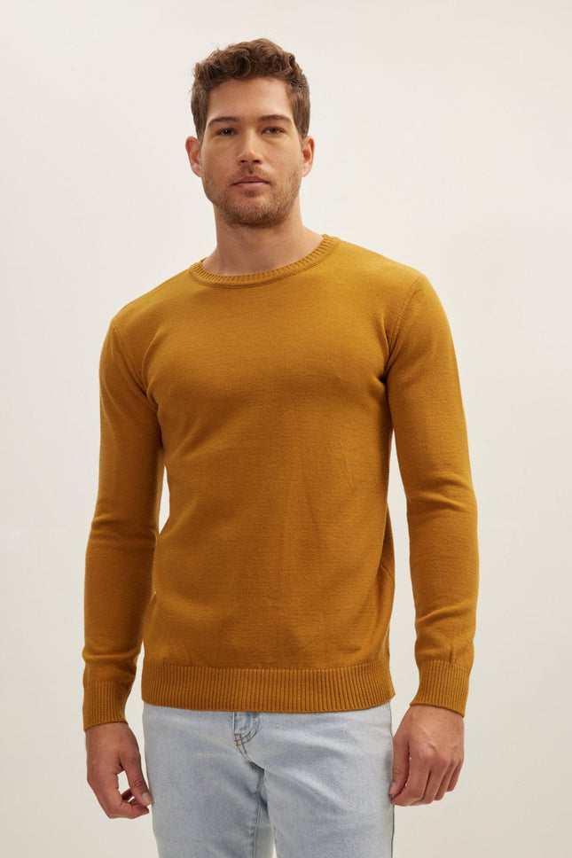 Men's Crew-Neck Sweater - Mustard | Ron Tomson