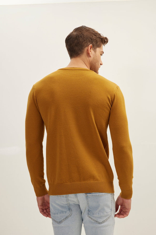 Men's Crew-Neck Sweater - Mustard | Ron Tomson