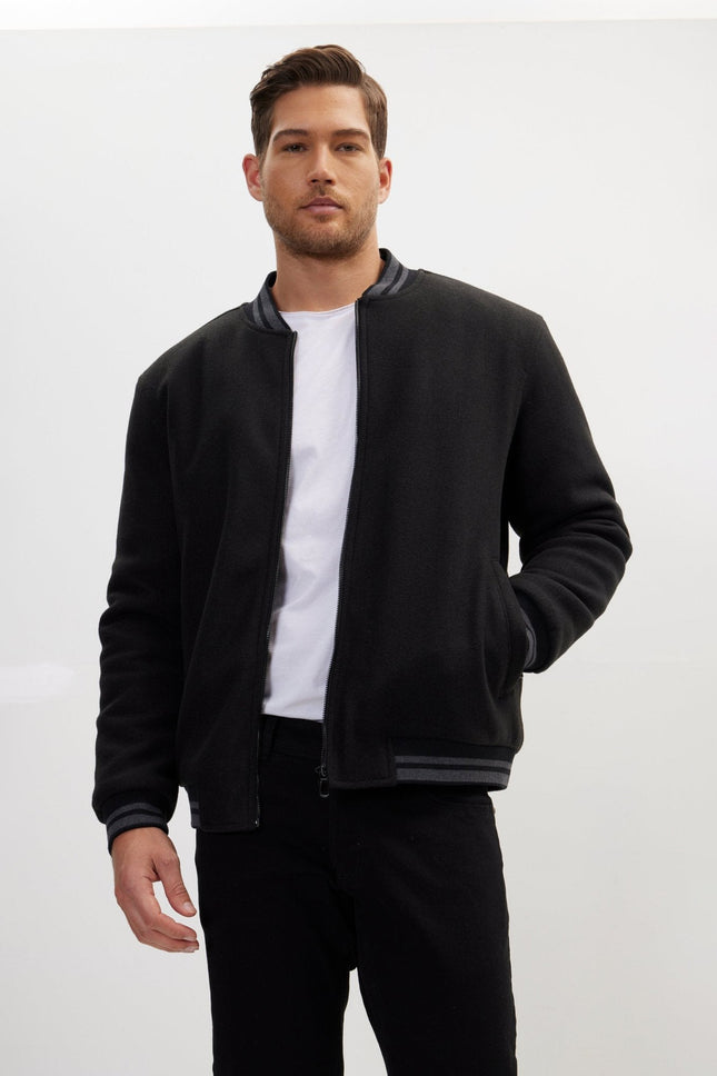 Men's Classic Bomber Jacket - Black | Ron Tomson