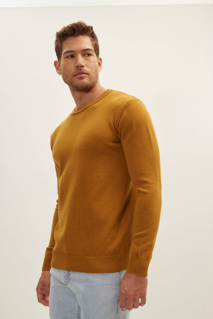 Men's Crew-Neck Sweater - Mustard | Ron Tomson