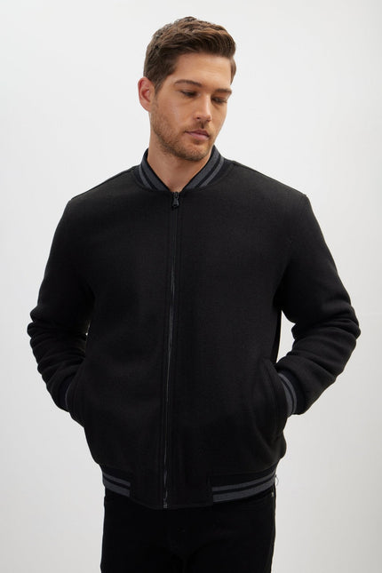 Men's Classic Bomber Jacket - Black | Ron Tomson