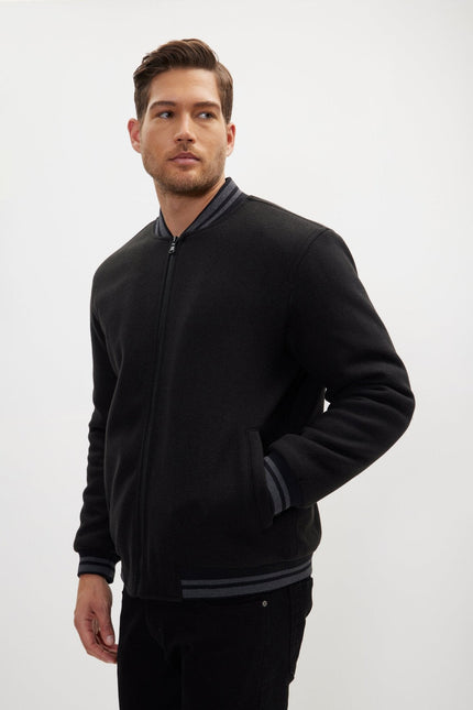 Men's Classic Bomber Jacket - Black | Ron Tomson