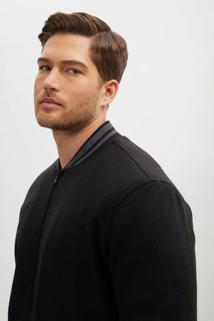 Men's Classic Bomber Jacket - Black | Ron Tomson