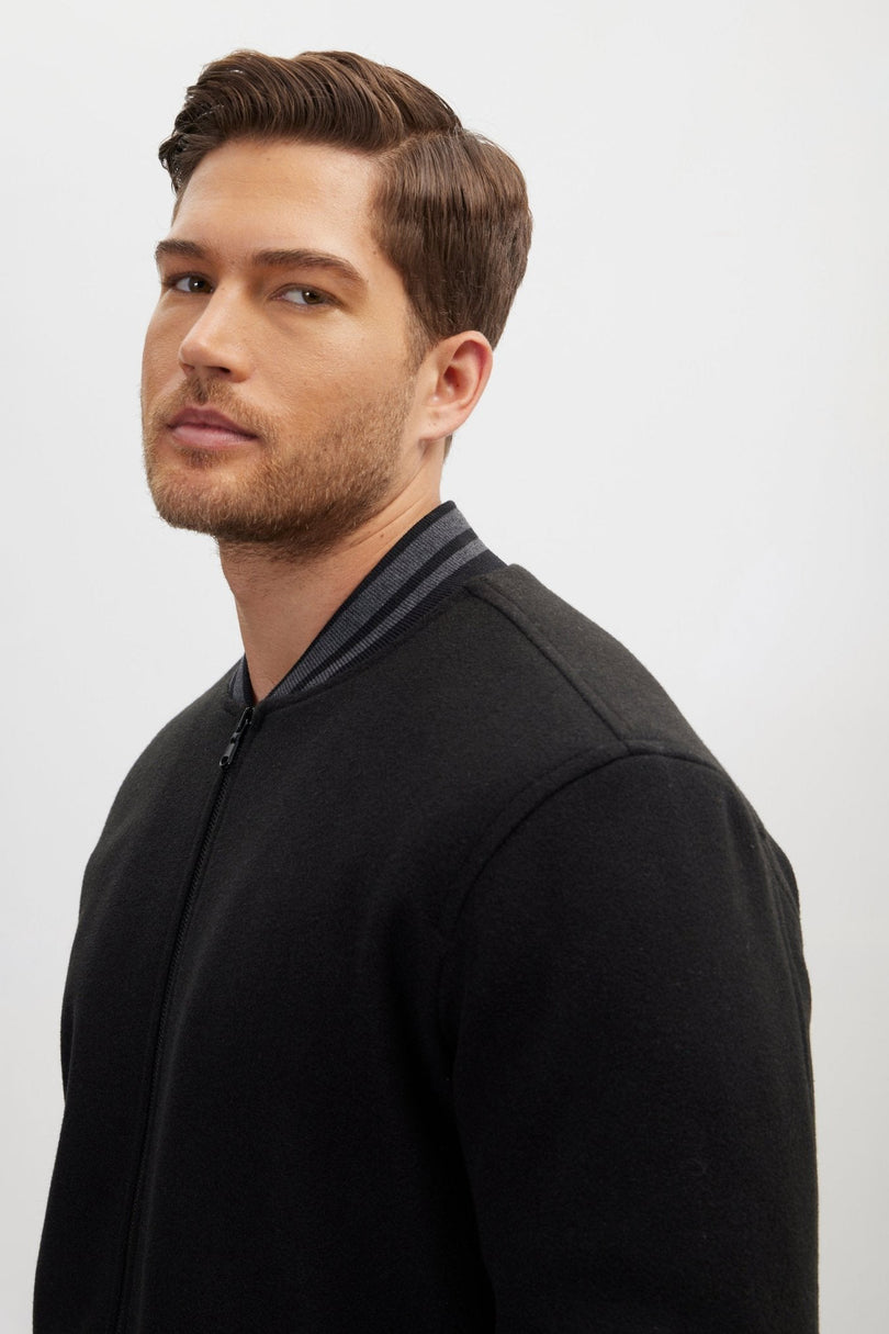 Men's Classic Bomber Jacket - Black | Ron Tomson