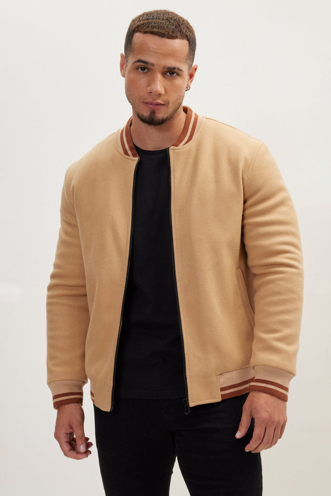 Men's Classic Bomber Jacket - Camel | Ron Tomson