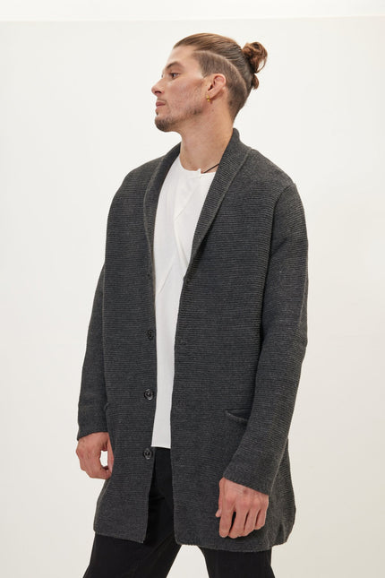 Men's Shawl Collar Cardigan - Anthracite | Ron Tomson
