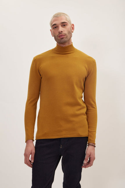 Men's Mock-Neck Sweater - Mustard | Ron Tomson
