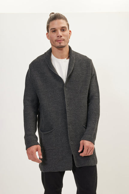 Men's Shawl Collar Cardigan - Anthracite | Ron Tomson