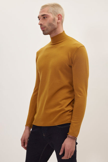 Men's Mock-Neck Sweater - Mustard | Ron Tomson