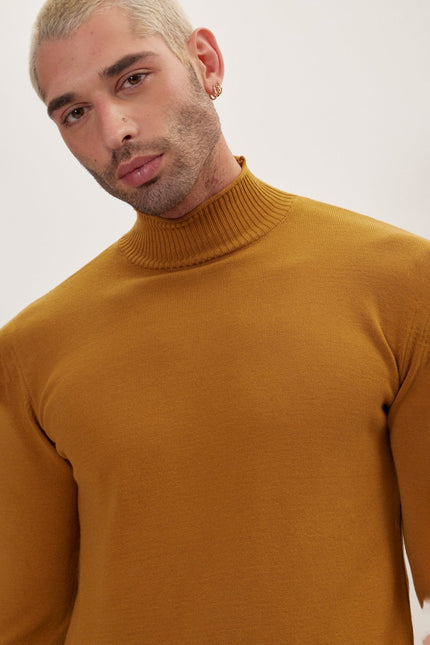 Men's Mock-Neck Sweater - Mustard | Ron Tomson