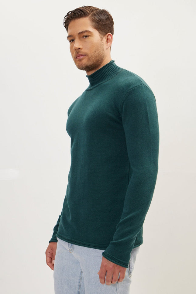 Men's Mock-Neck Sweater - Green | Ron Tomson