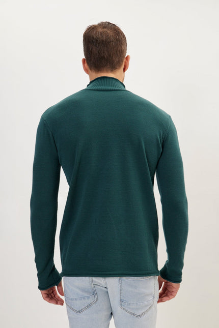Men's Mock-Neck Sweater - Green | Ron Tomson