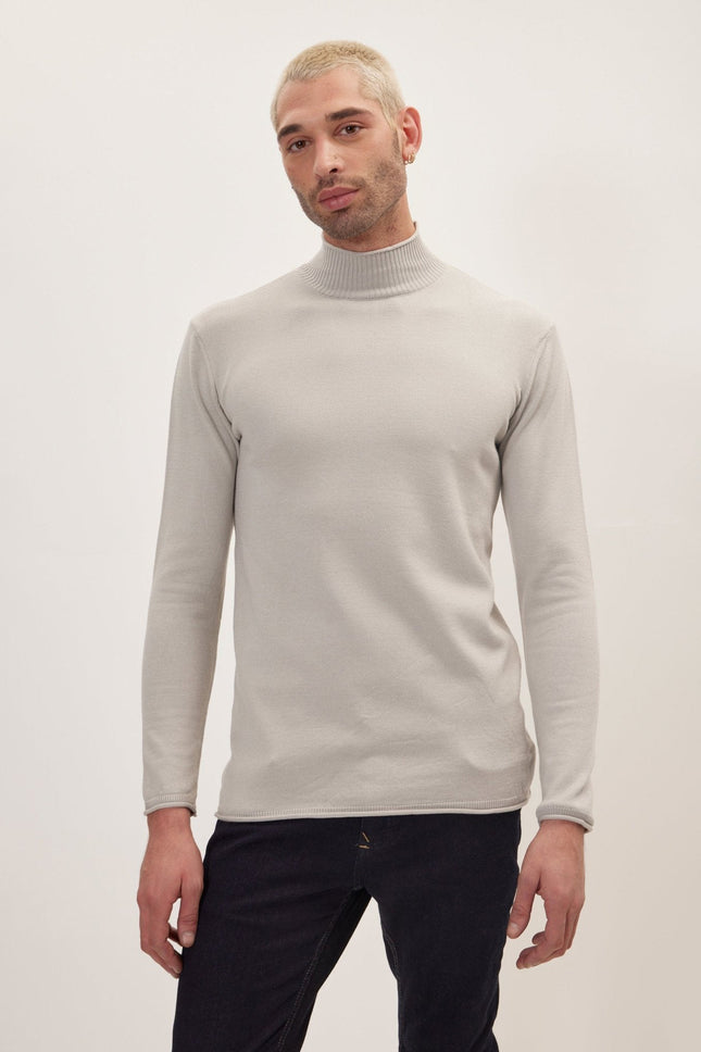Men's Mock-Neck Sweater - Grey | Ron Tomson