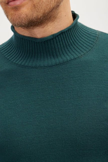 Men's Mock-Neck Sweater - Green | Ron Tomson