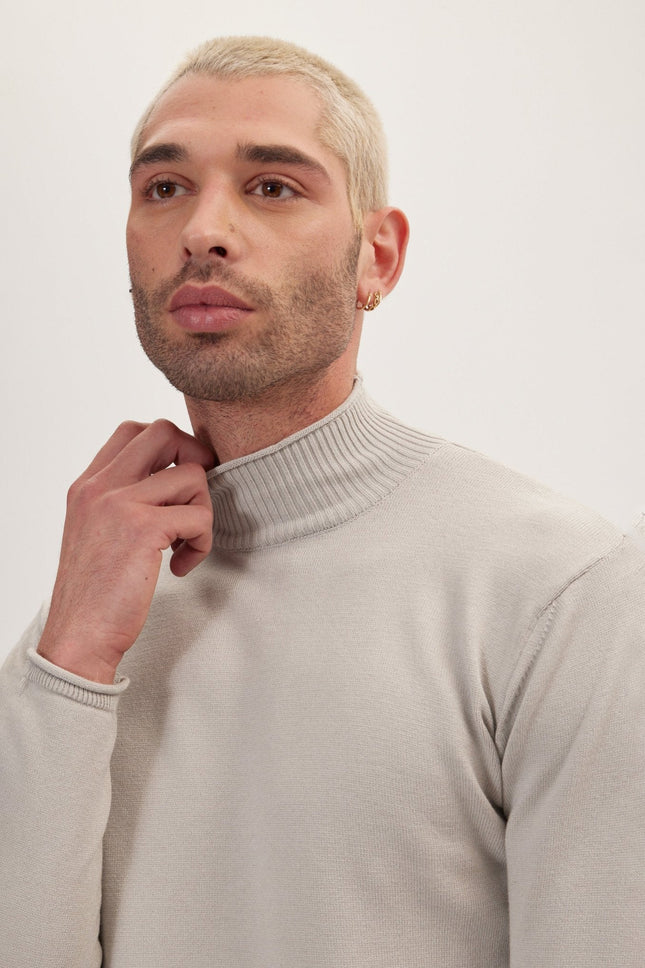 Men's Mock-Neck Sweater - Grey | Ron Tomson