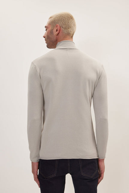 Men's Mock-Neck Sweater - Grey | Ron Tomson