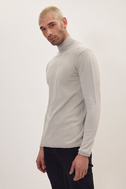 Men's Mock-Neck Sweater - Grey | Ron Tomson