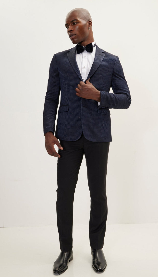 Classic Notch Lapel Dinner Jacket -Jacquard Navy
