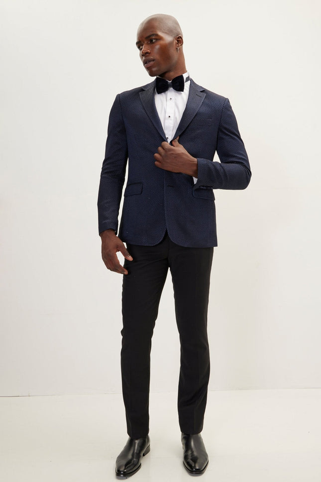 Classic Notch Lapel Dinner Jacket -Jacquard Navy