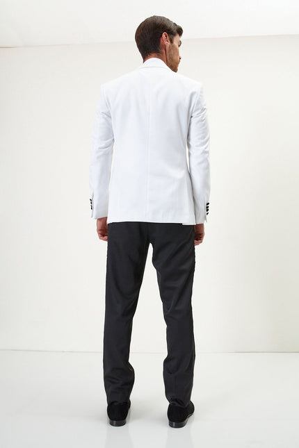 Men's Peak Lapel Tuxedo Jacket - White | Ron Tomson