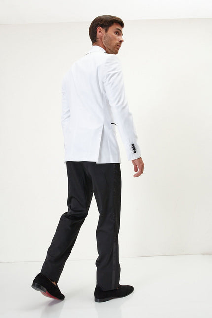 Men's Peak Lapel Tuxedo Jacket - White | Ron Tomson