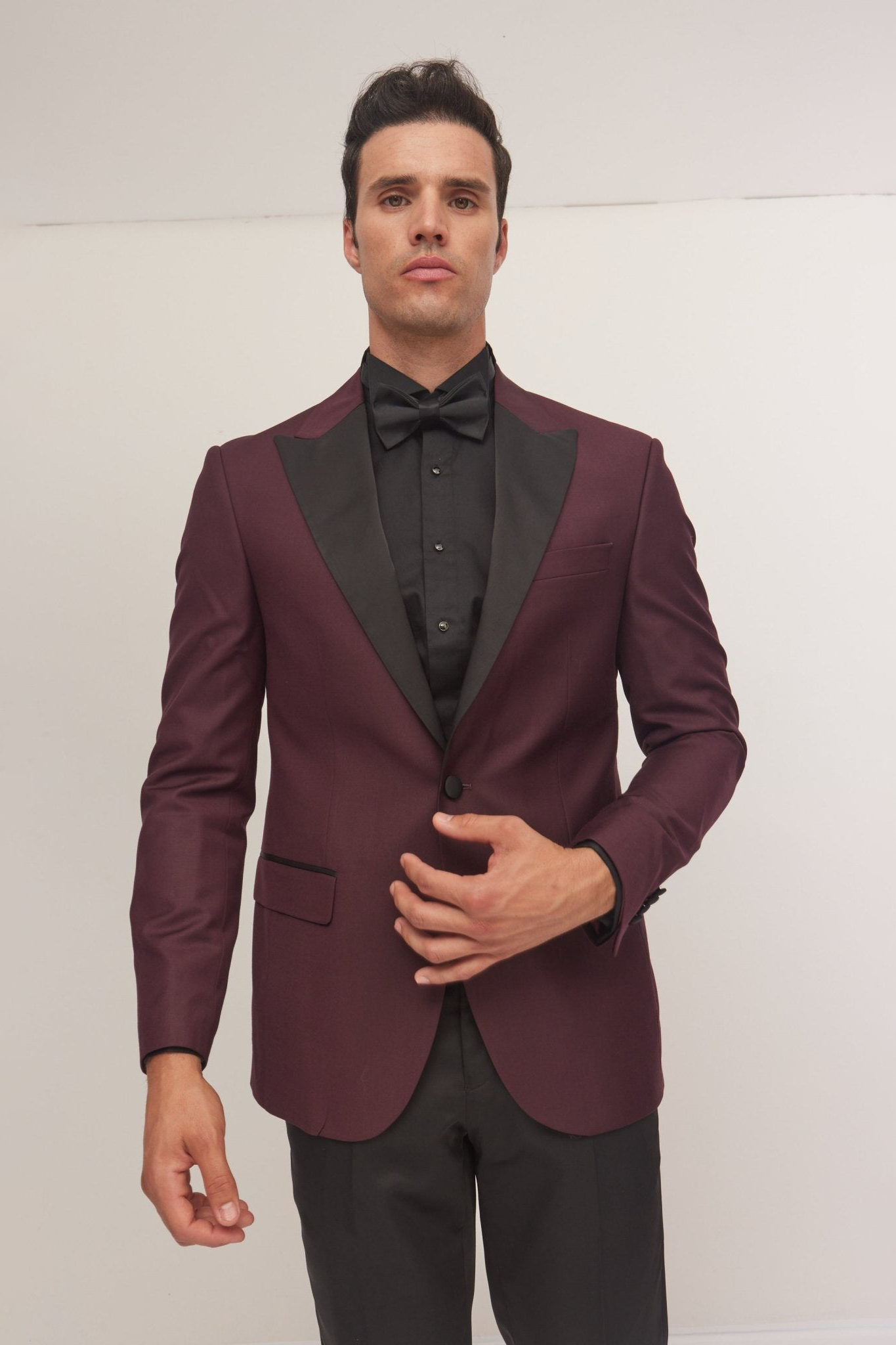 Men's Classic Peak Lapel Tuxedo Jacket - Burgundy