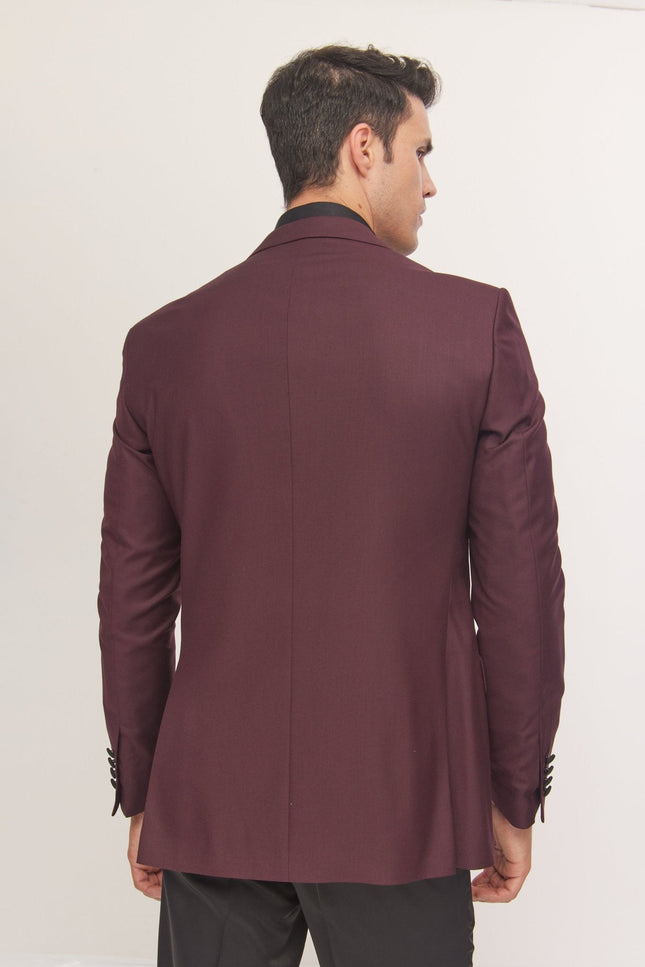 Peak Lapel Tuxedo Jacket - Burgundy