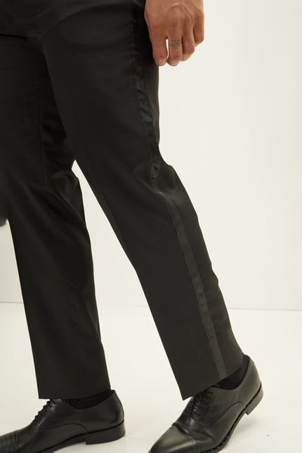 Men's Striped Tuxedo Pants - Black | Ron Tomson