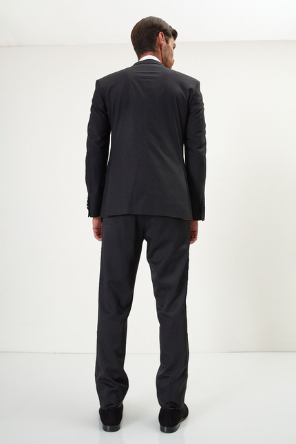 Men's Peak Lapel Tuxedo Jacket - Black | Ron Tomson