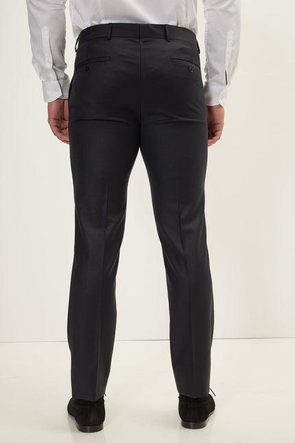 Men's Merino Wool Tuxedo Pants - Black | Ron Tomson