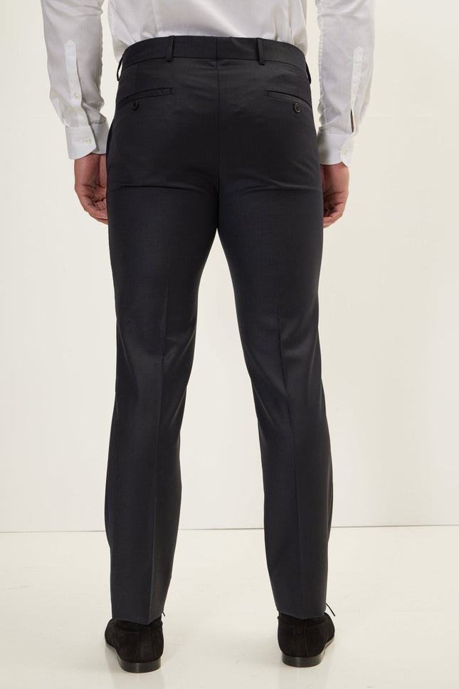 Men's Merino Wool Tuxedo Pants - Black | Ron Tomson