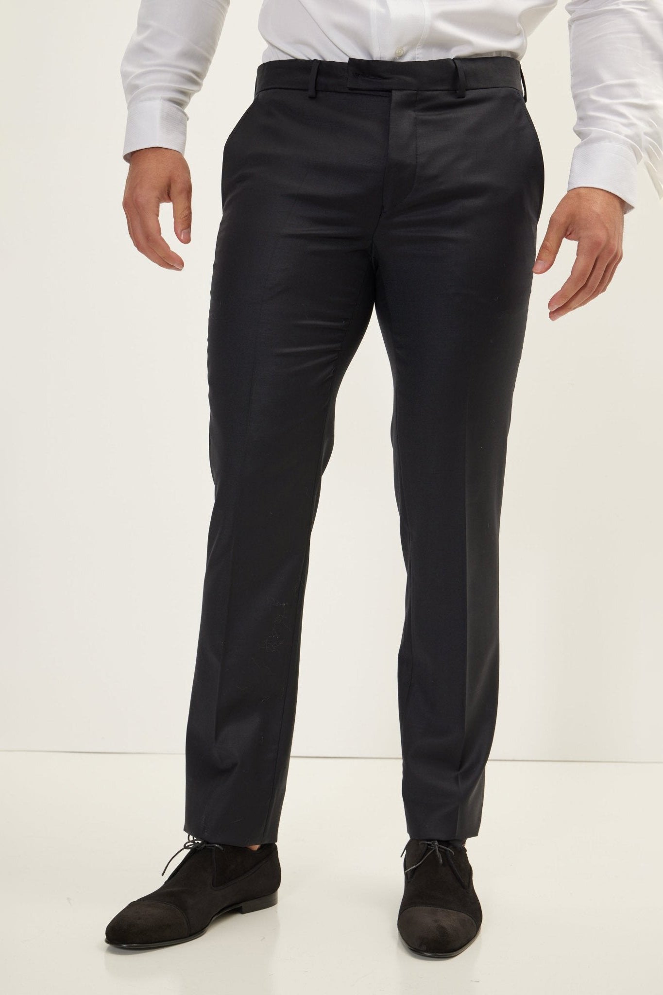 black dress trousers mens Men's Merino Wool Tuxedo Pants - Black