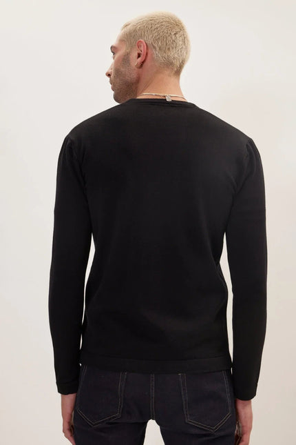 Men's V-Neck Cardigan - Black | Ron Tomson